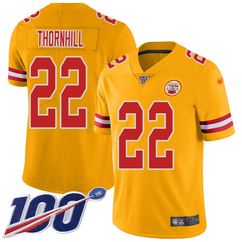 Men Kansas City Chiefs #22 Thornhill Juan Limited Gold Inverted Legend 100th Season Football Nike NFL Jersey